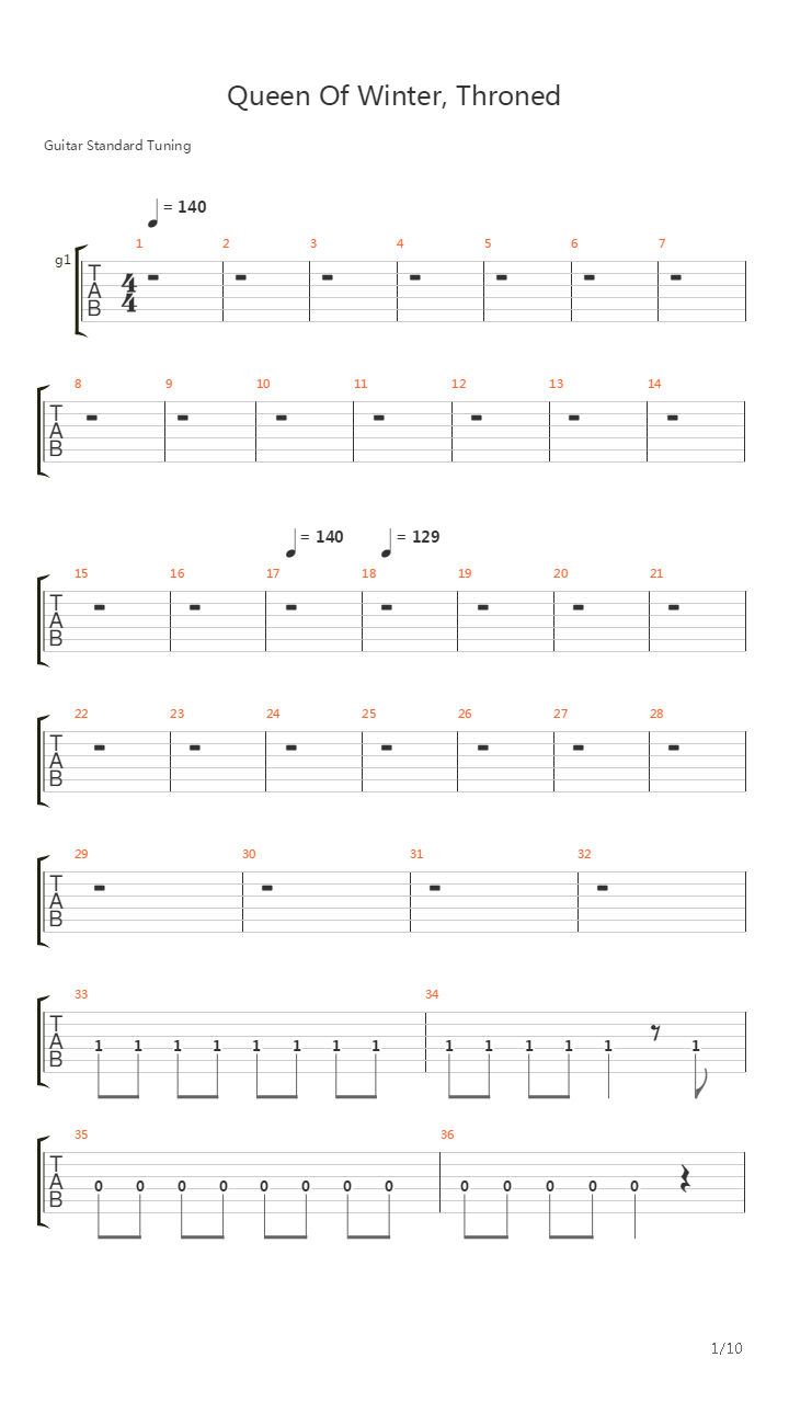 Queen Of Winter Throned吉他谱