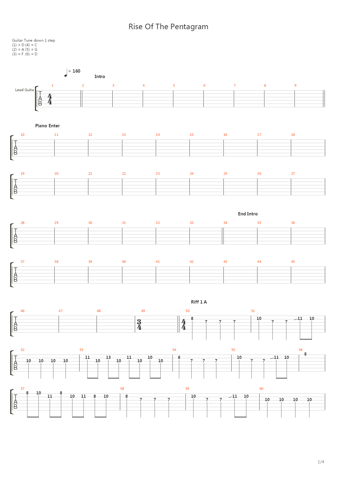 Rise Of The Pentagram吉他谱