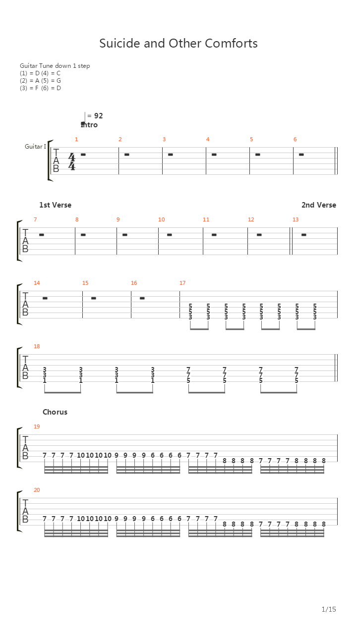 Suicide And Other Comforts吉他谱