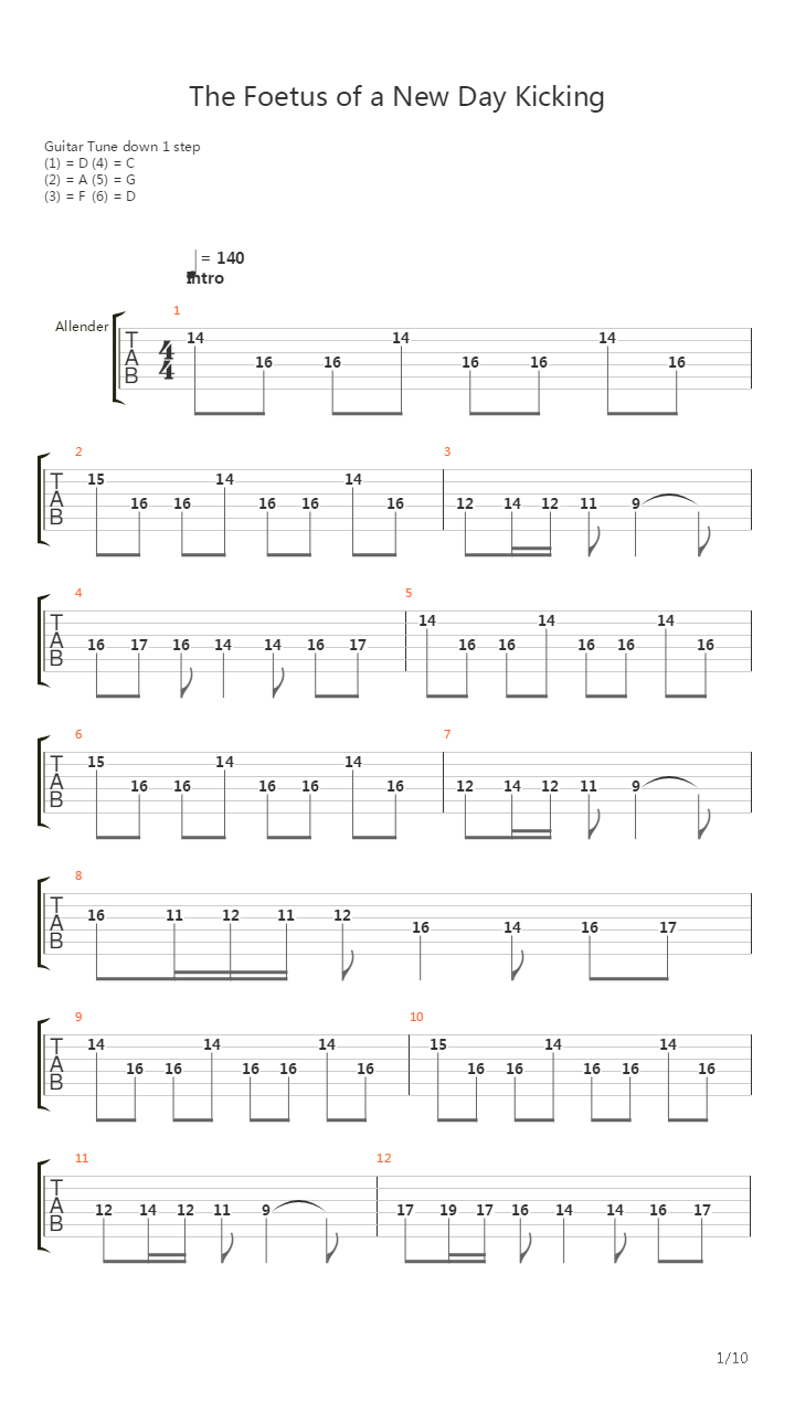 The Foetus Of A New Day Kicking吉他谱