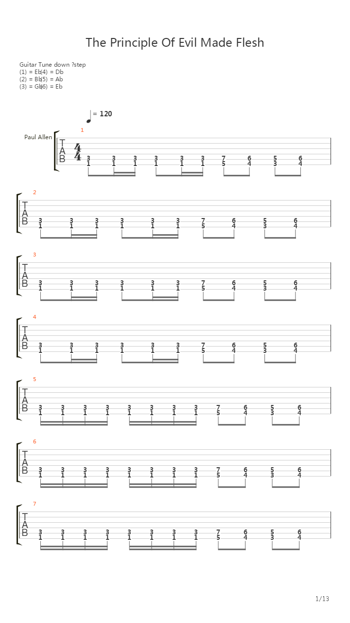The Principle Of Evil Made Flesh吉他谱