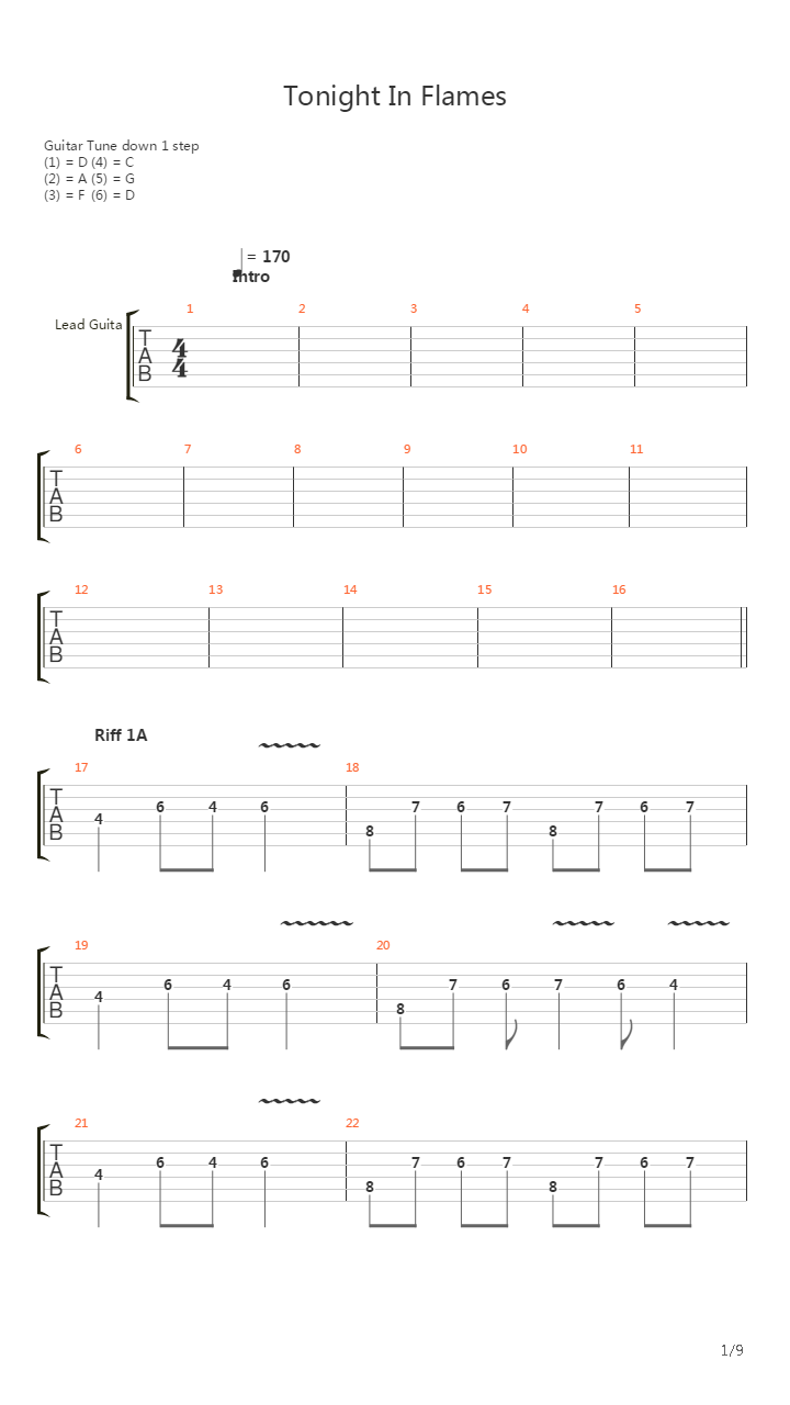 Tonight In Flames吉他谱
