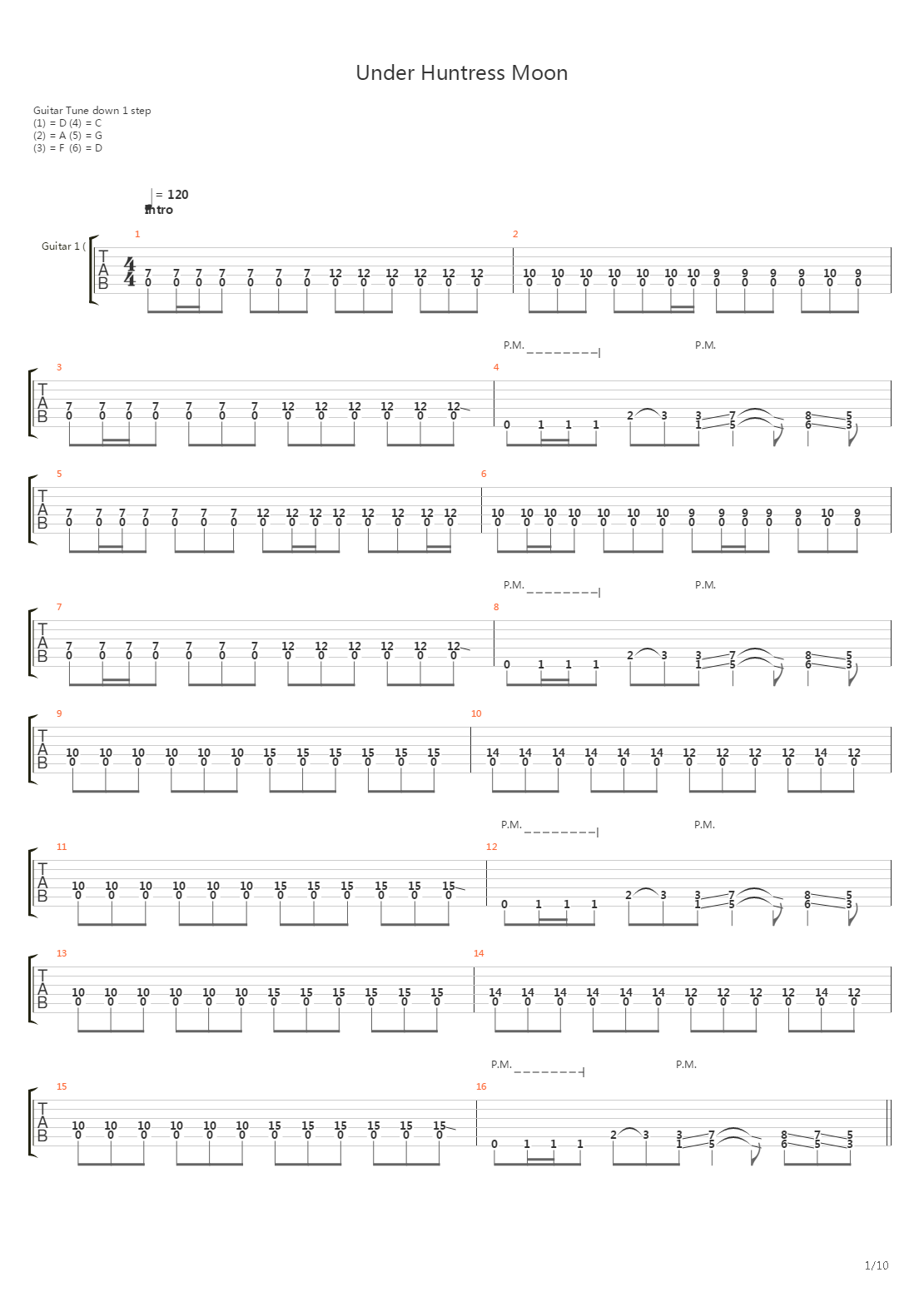 Under Huntress Moon吉他谱