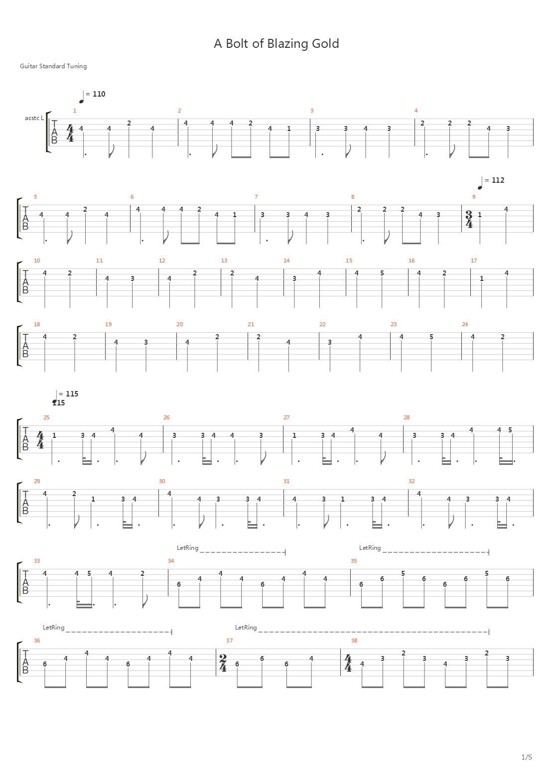 A Bolt Of Blazing Gold吉他谱