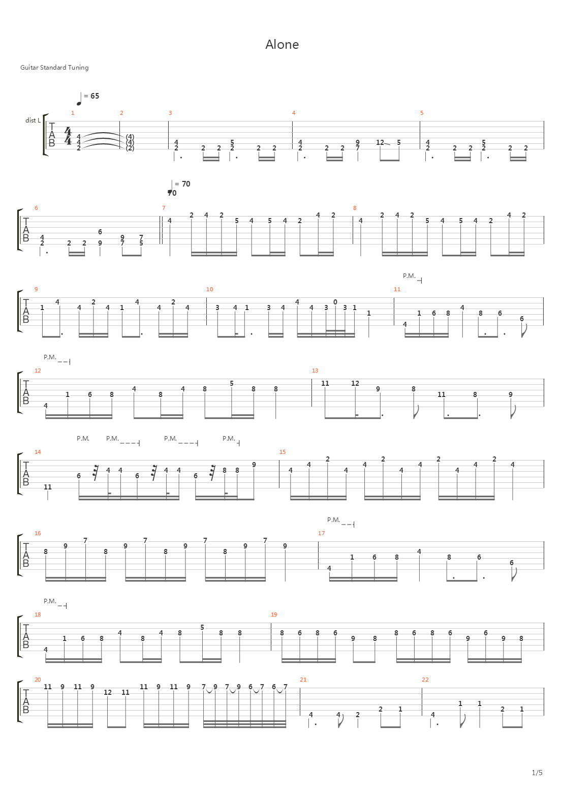 Alone吉他谱