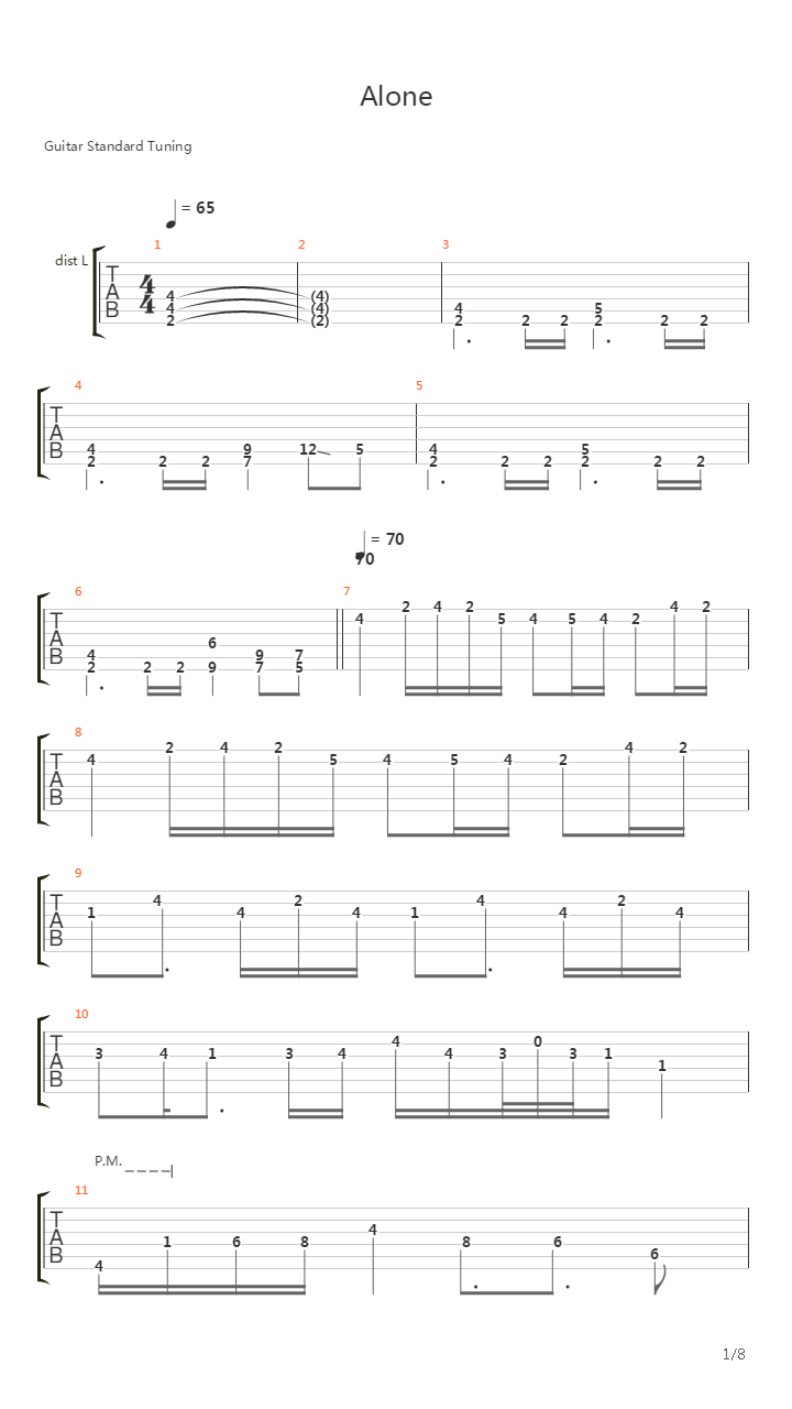 Alone吉他谱