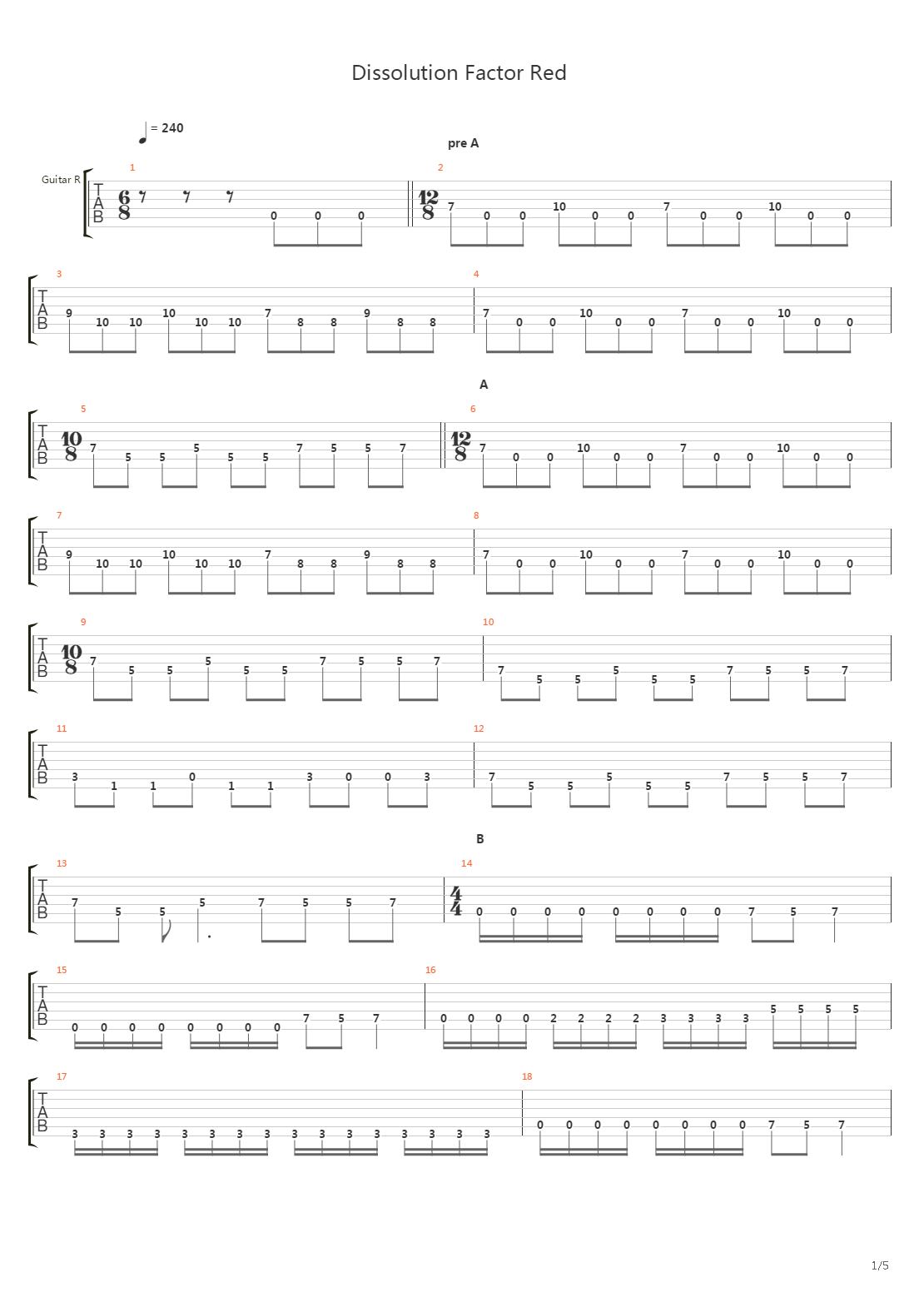 Dissolution Factor Red吉他谱