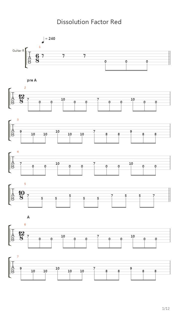 Dissolution Factor Red吉他谱