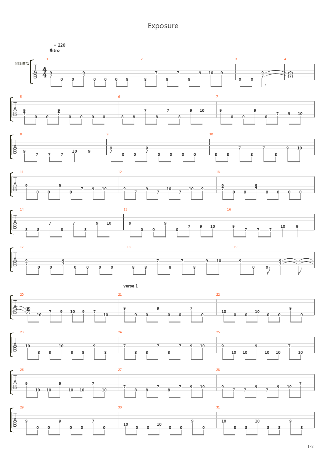 Exposure吉他谱