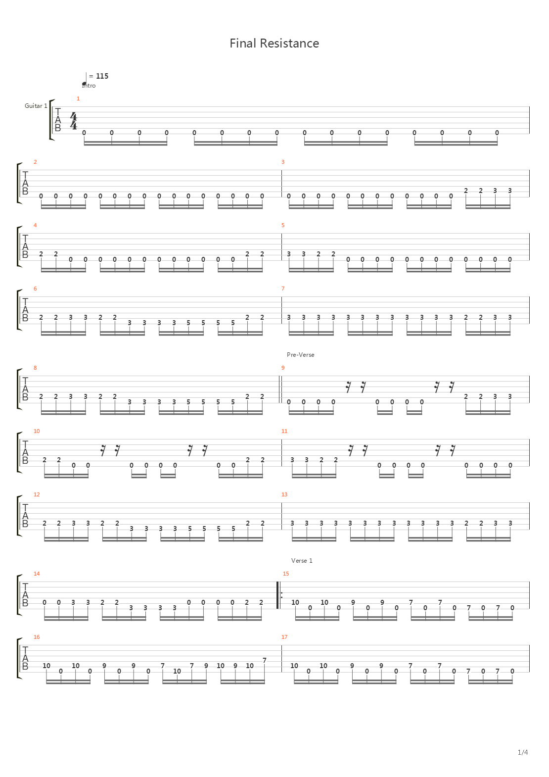 Final Resistance吉他谱