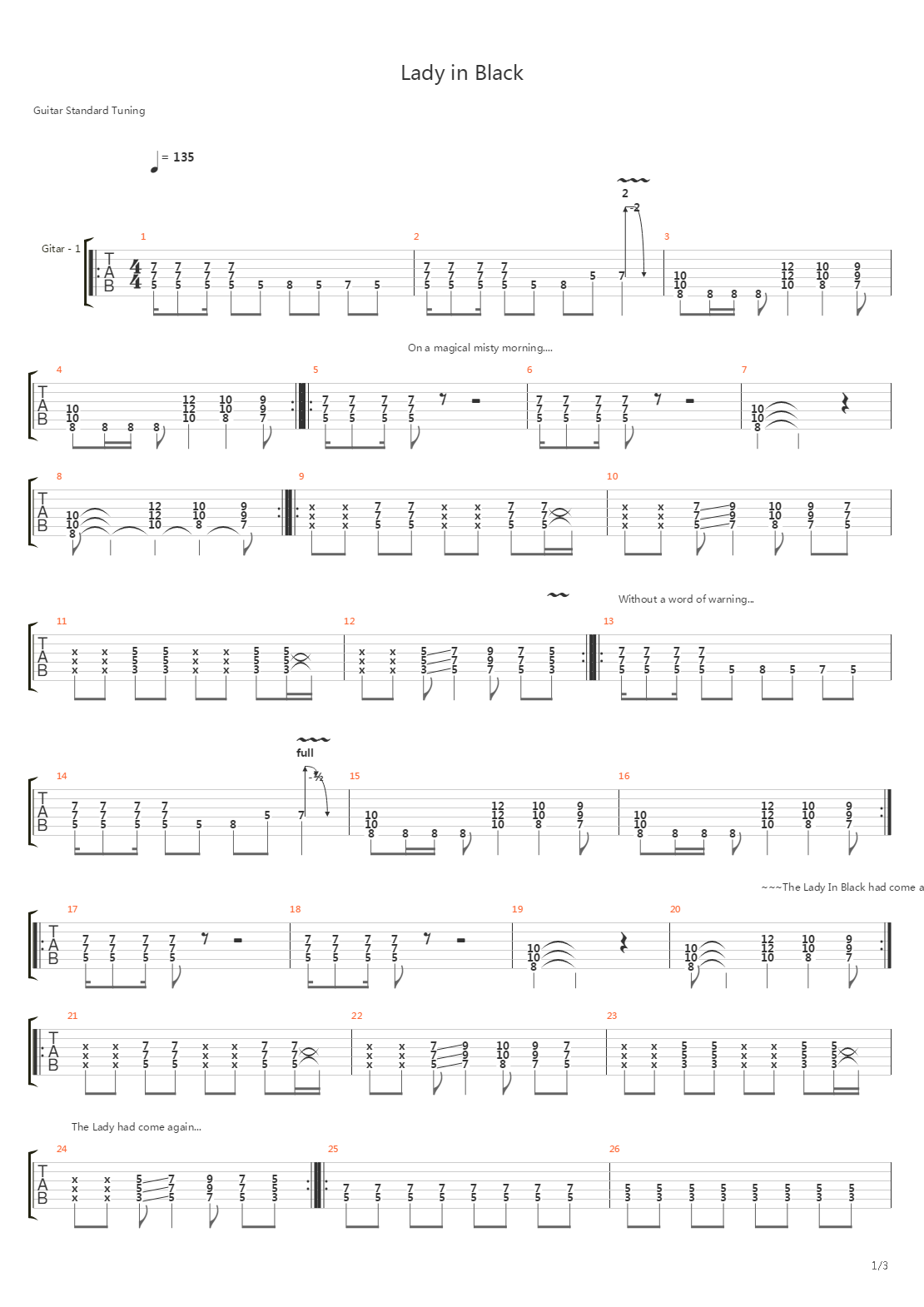 Lady In Black吉他谱