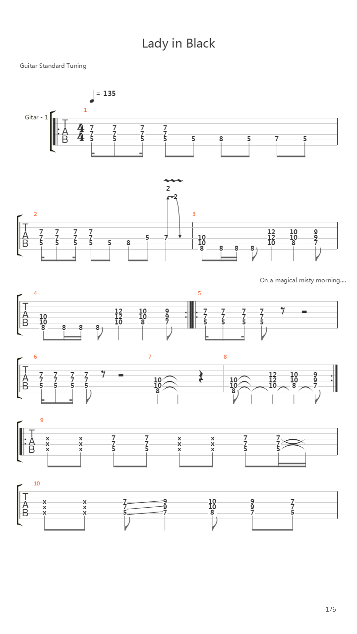 Lady In Black吉他谱