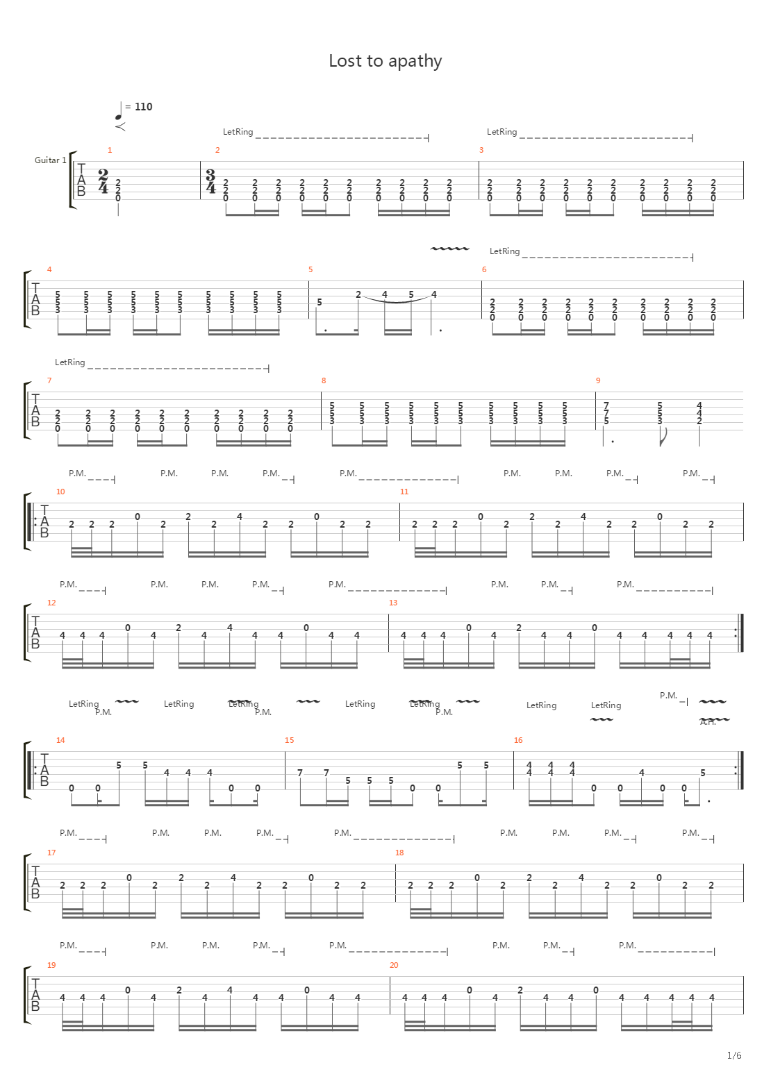 Lost To Apathy吉他谱