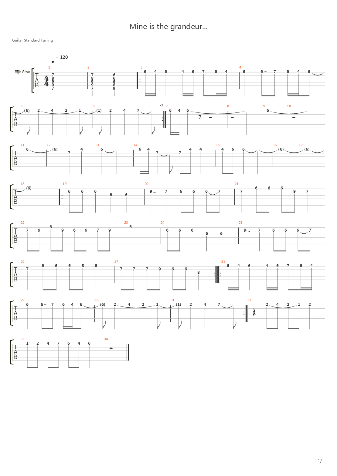 Mine Is The Grendeur吉他谱
