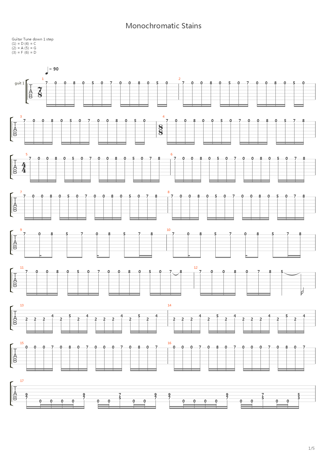 Monochromatic Stains吉他谱