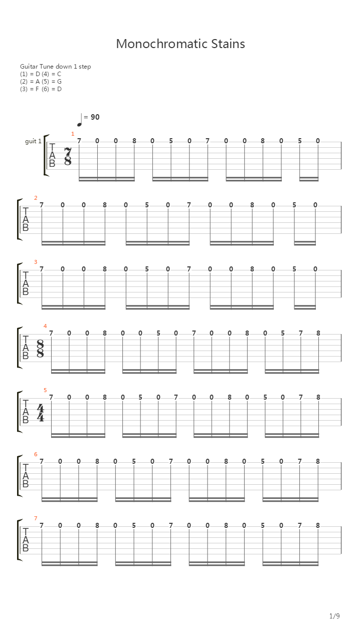 Monochromatic Stains吉他谱