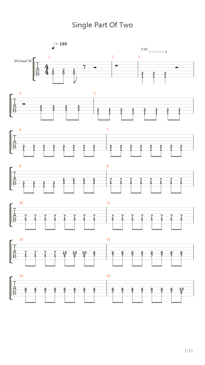 Single Part Of Two吉他谱