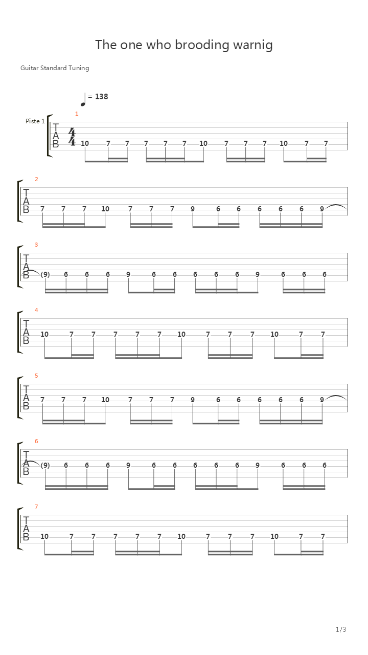 The One Who Brooding Warning吉他谱