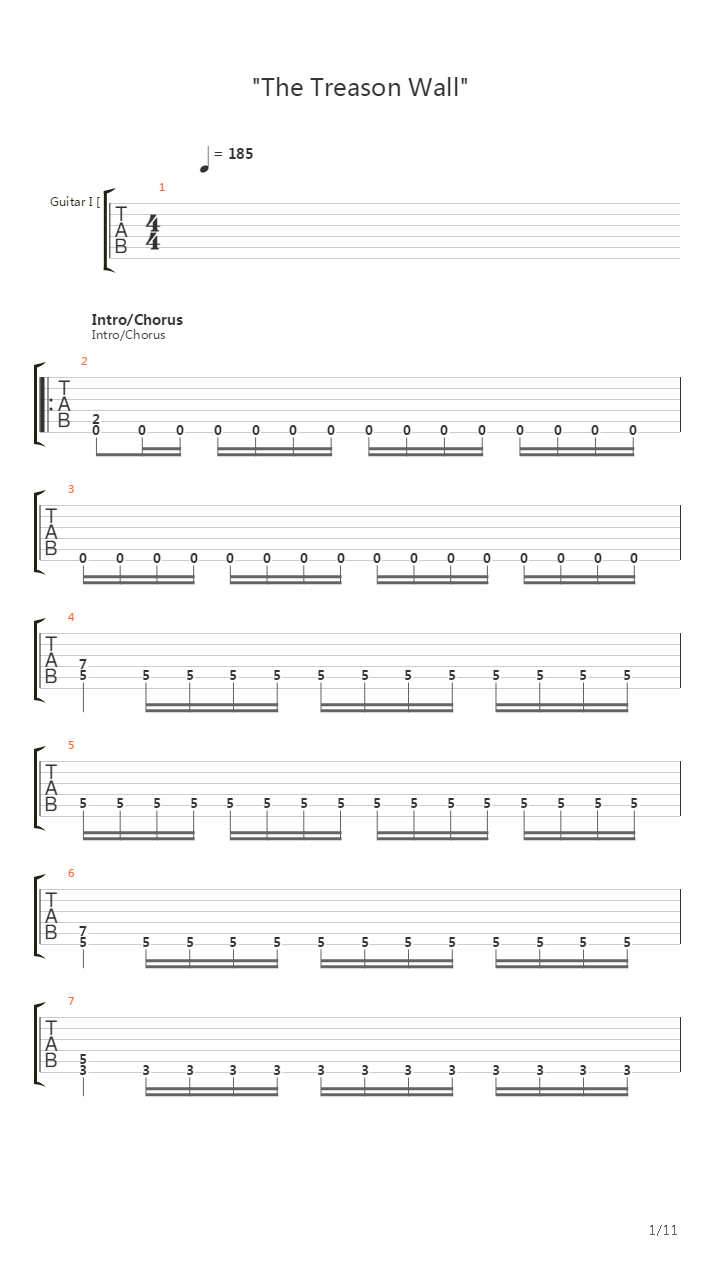 The Treason Wall吉他谱