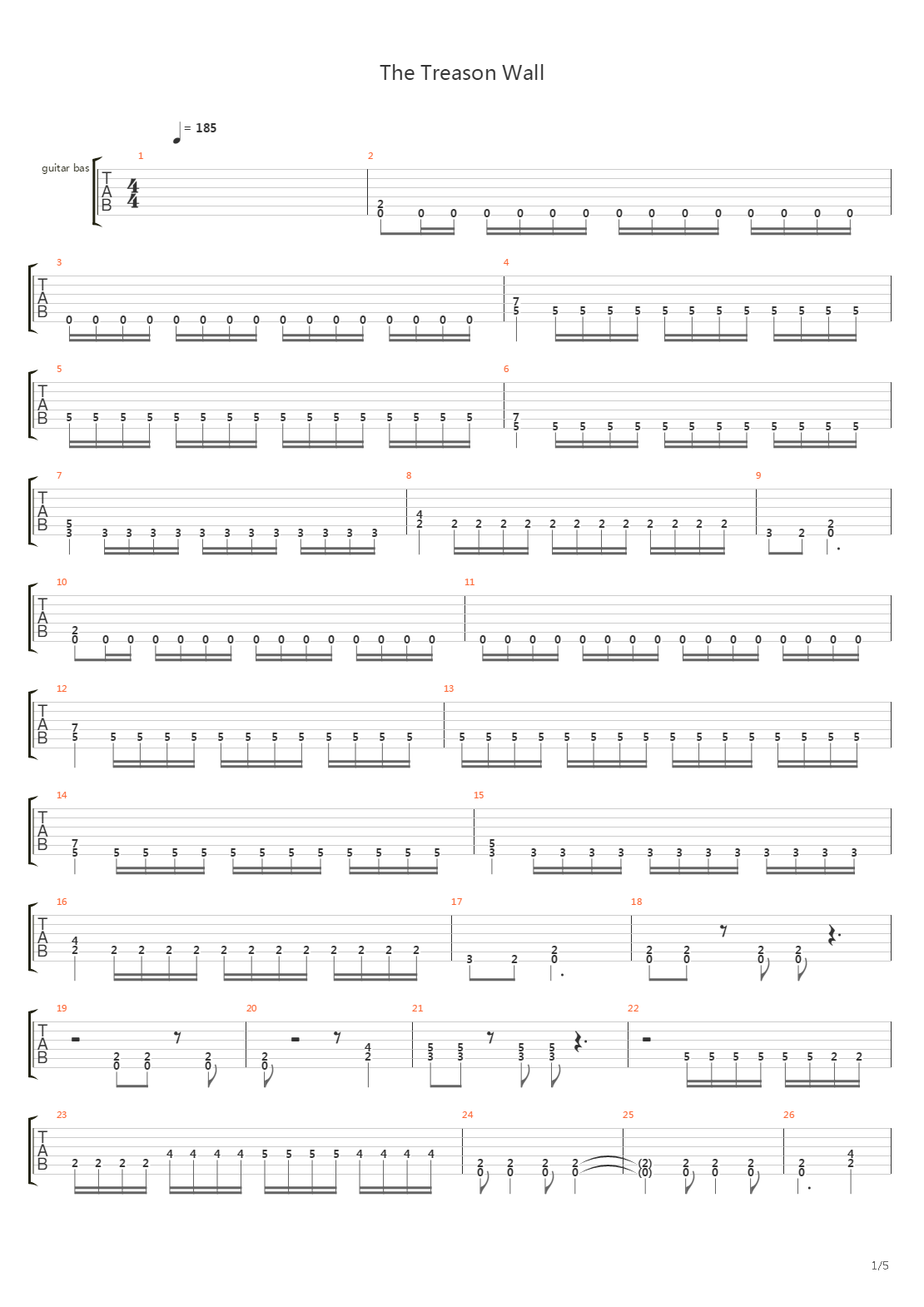 The Treason Wall吉他谱