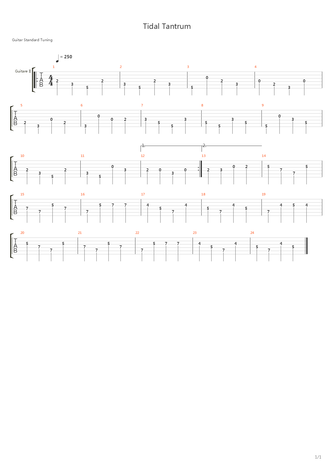 Tidal Tantrum吉他谱