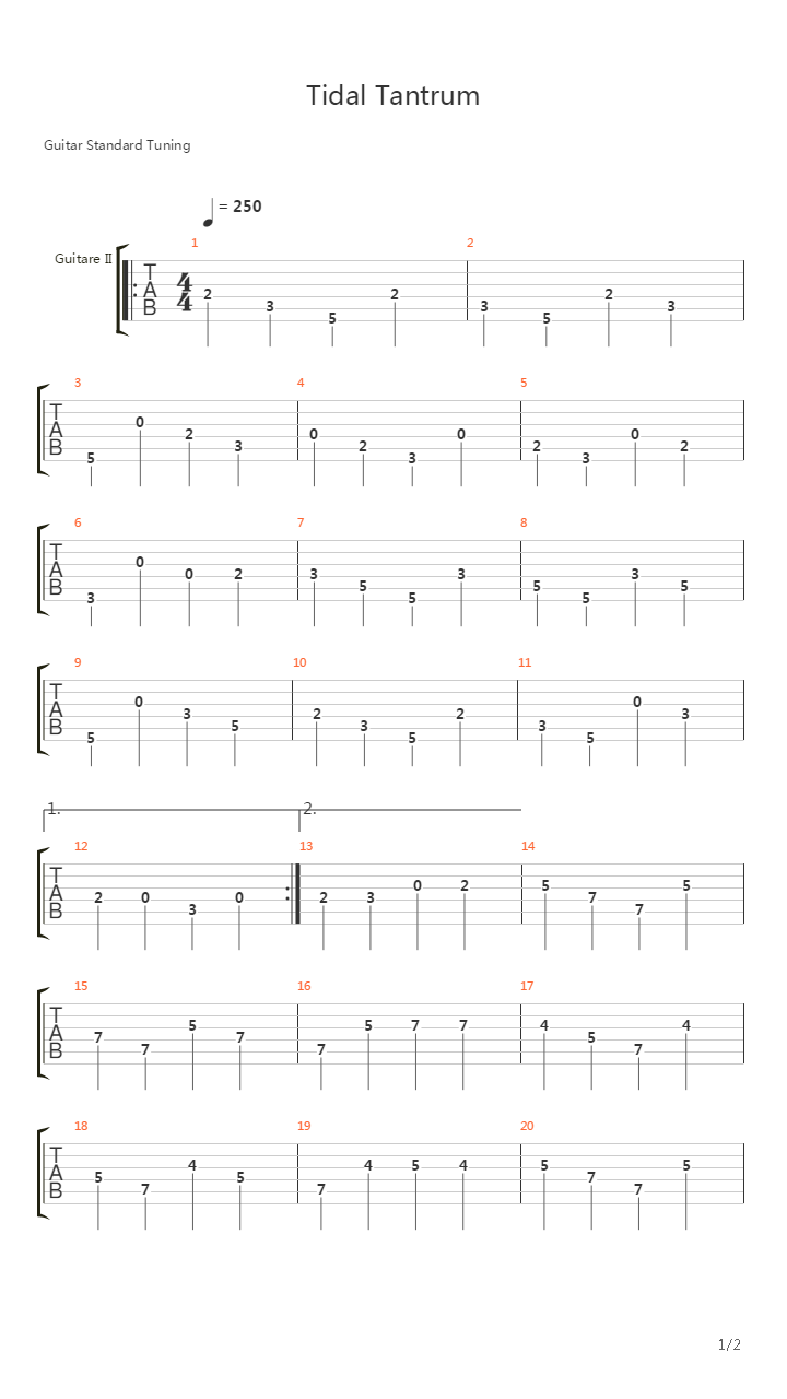 Tidal Tantrum吉他谱