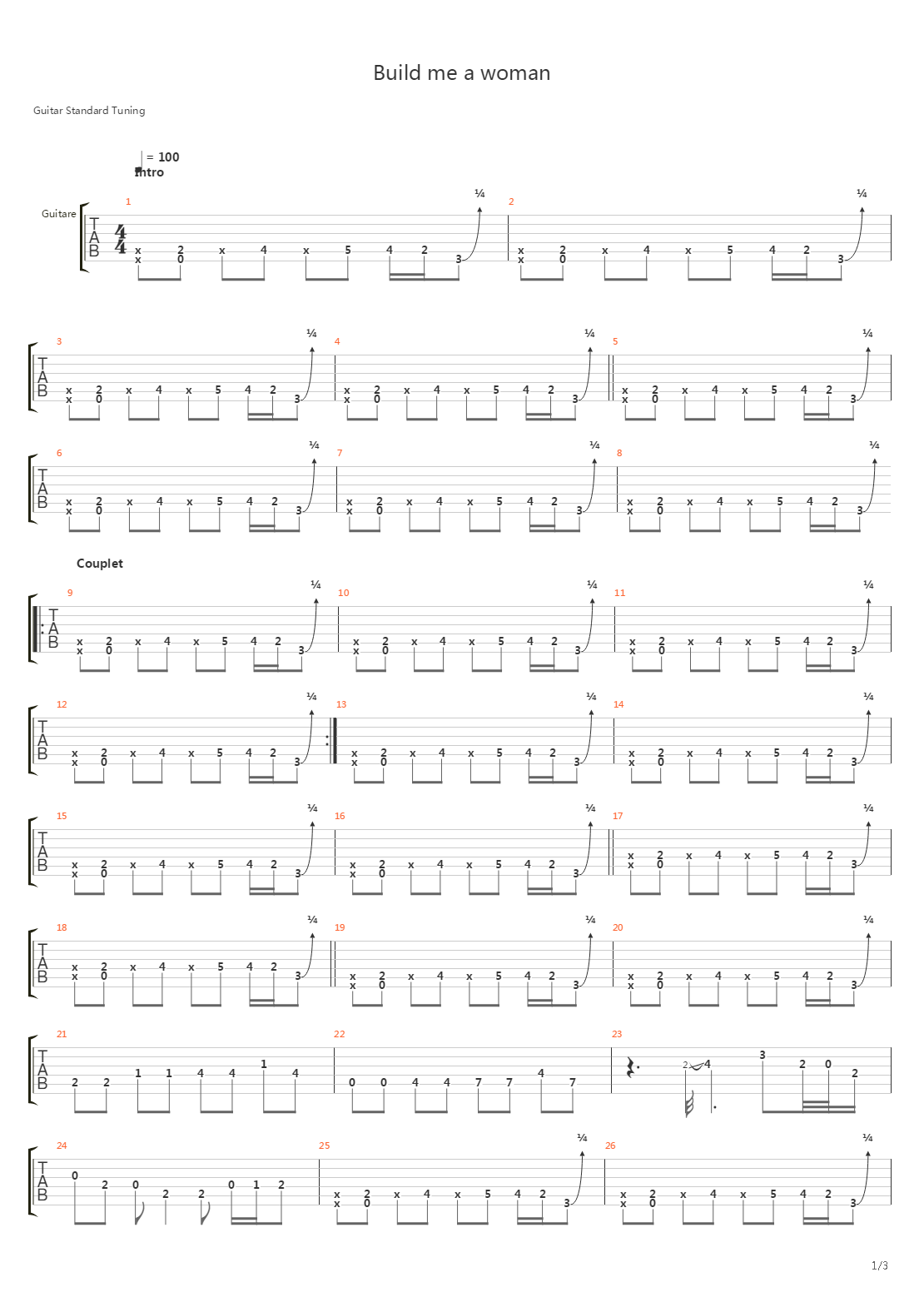 Build Me A Woman吉他谱