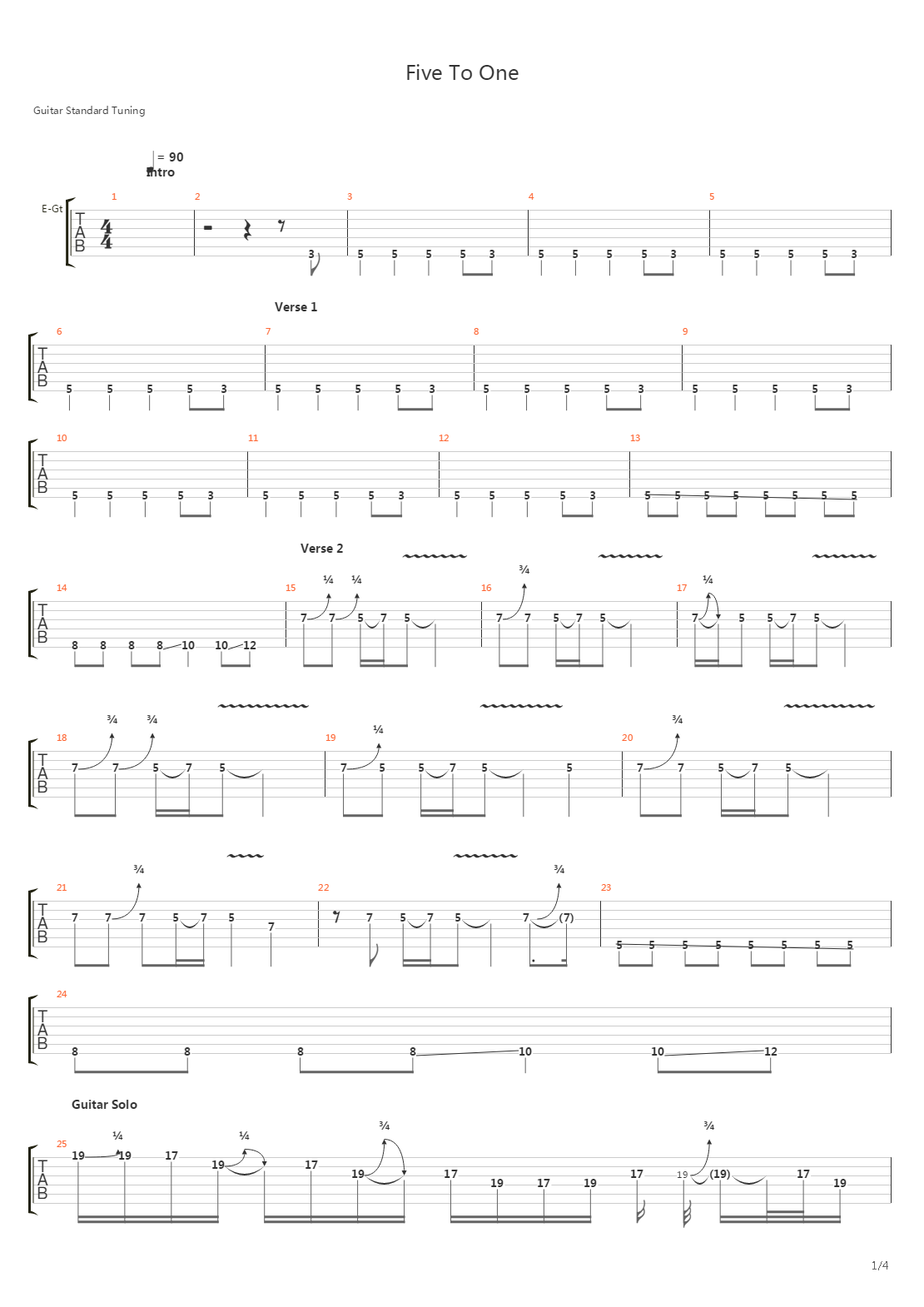 Five To One吉他谱