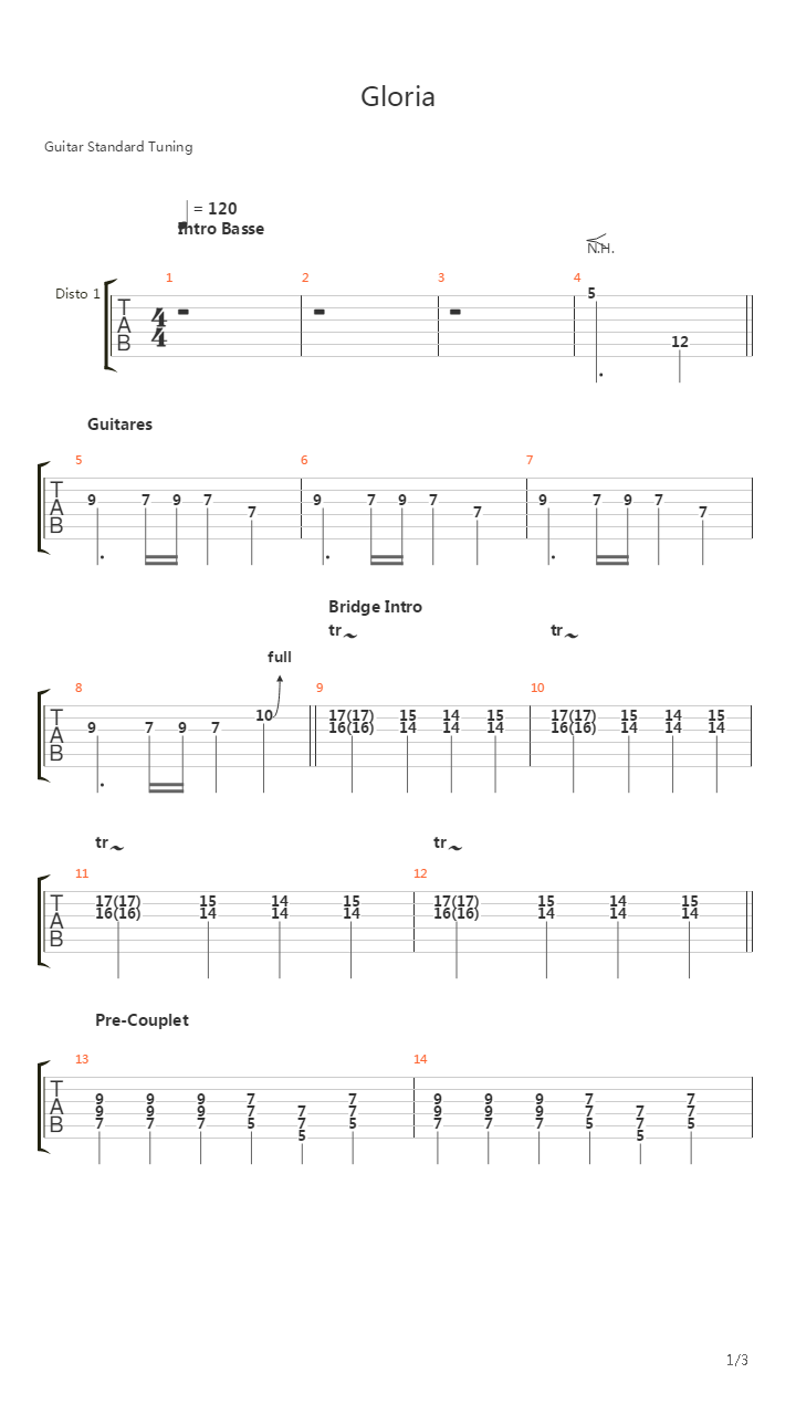 Gloria吉他谱