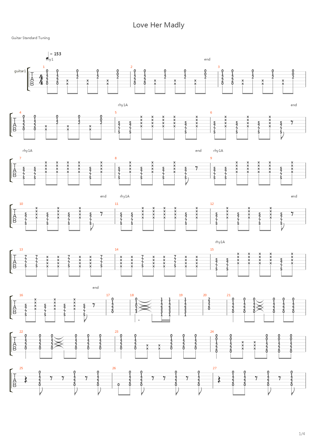 Love Her Madly吉他谱