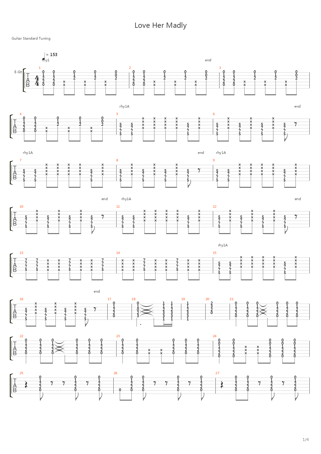 Love Her Madly吉他谱