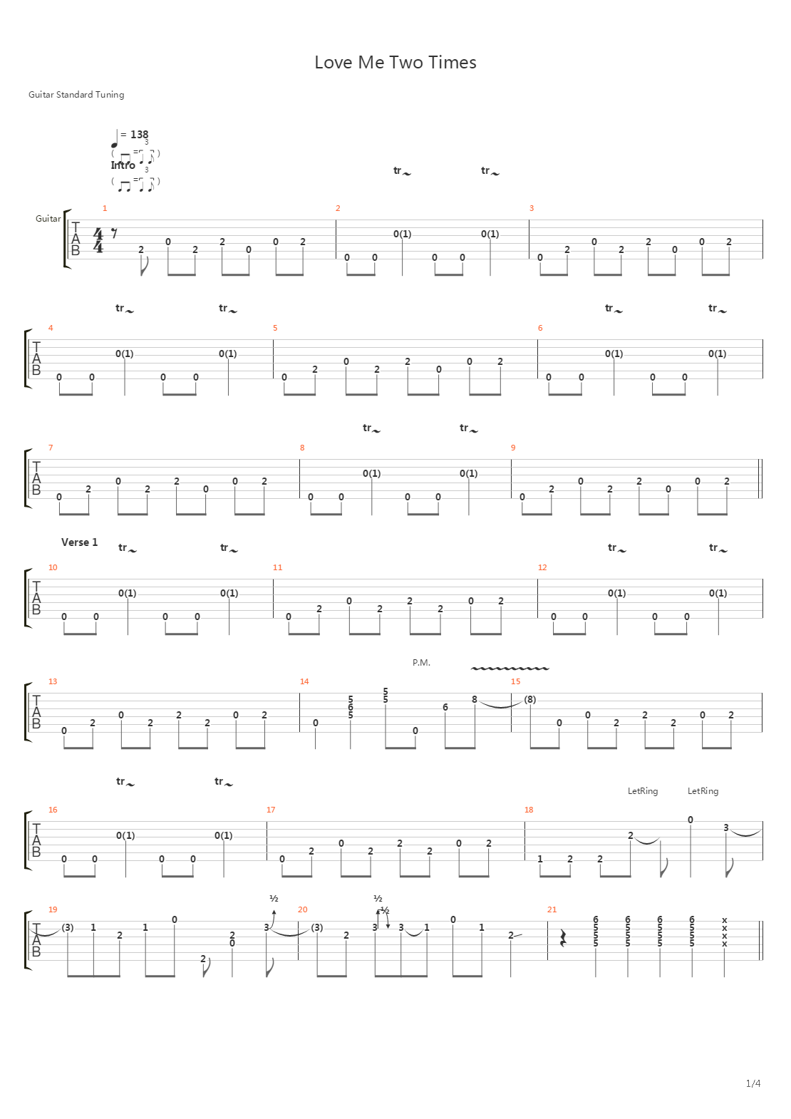 Love Me Two Times吉他谱