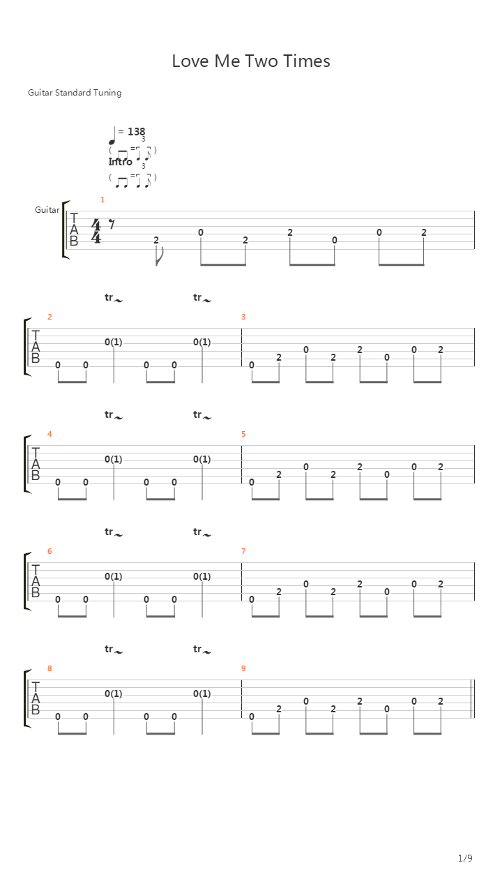 Love Me Two Times吉他谱