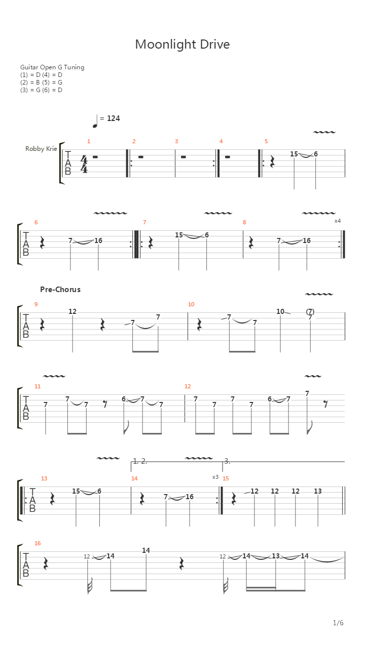 Moonlight Drive吉他谱