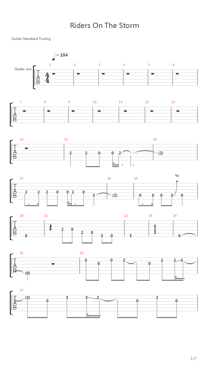 Riders On The Storm吉他谱