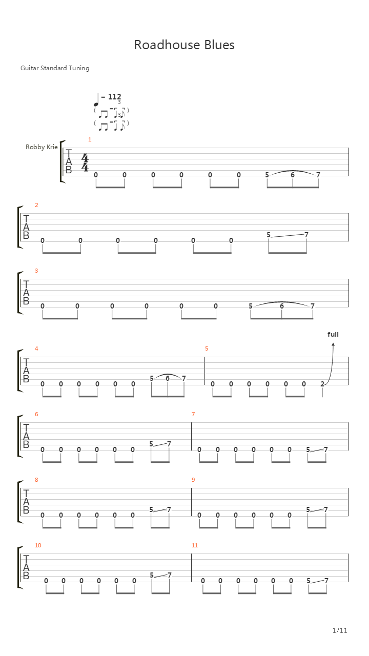 Roadhouse Blues吉他谱