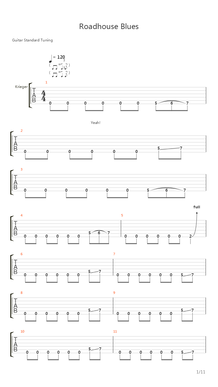 Roadhouse Blues吉他谱