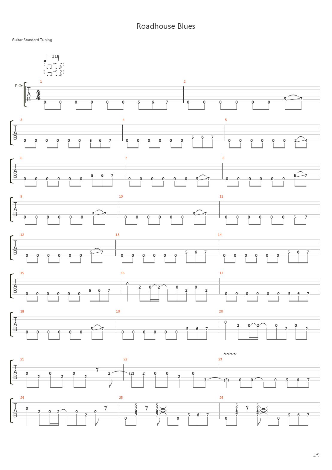 Roadhouse Blues吉他谱