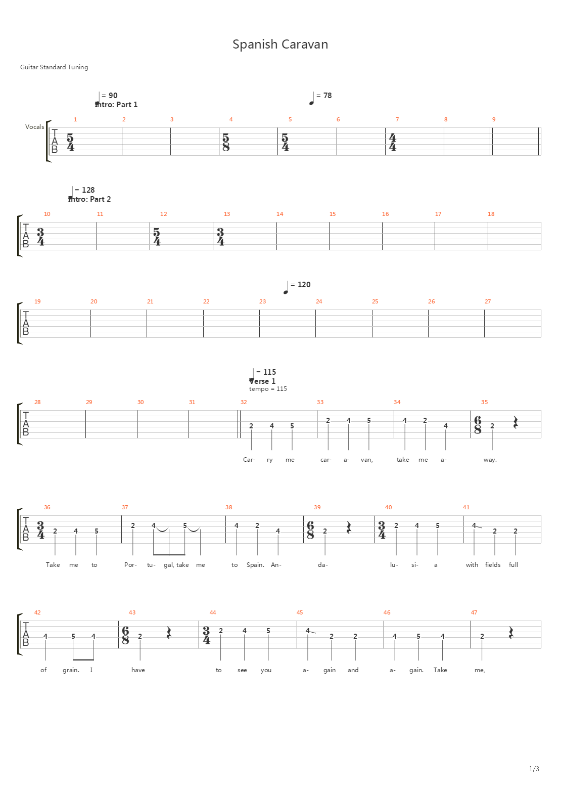 Spanish Caravan吉他谱