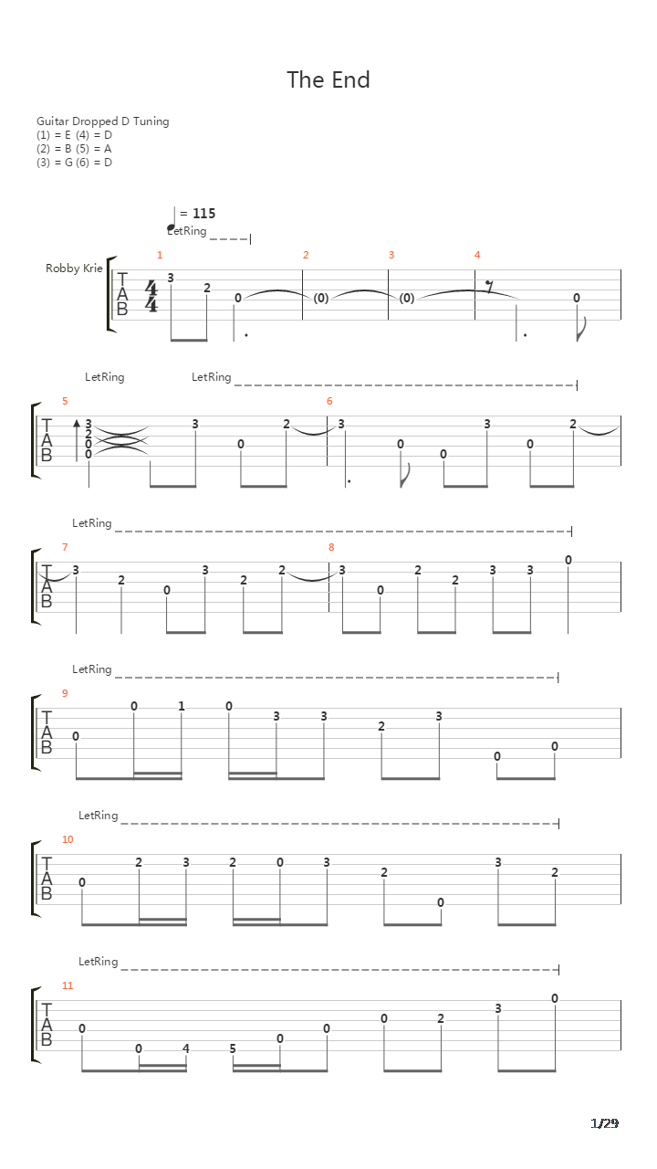 The End吉他谱