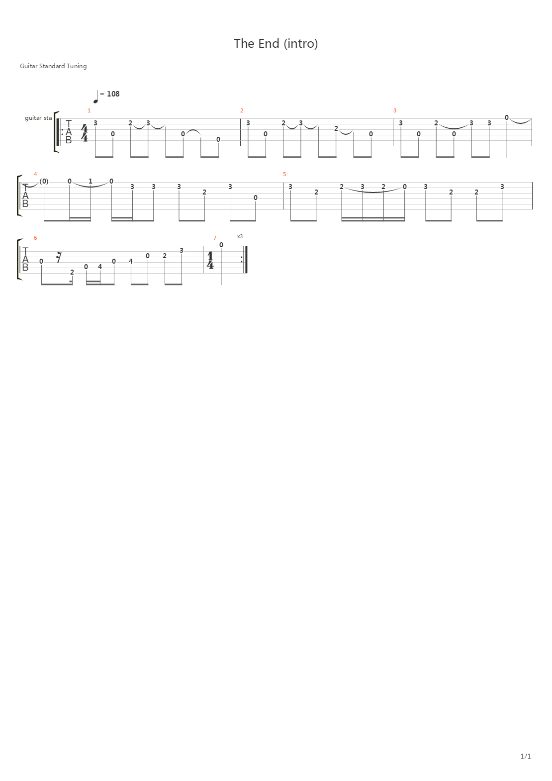 The End吉他谱