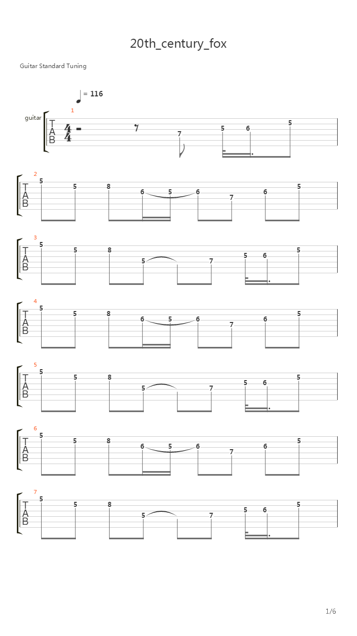 Twentieth Century Fox吉他谱