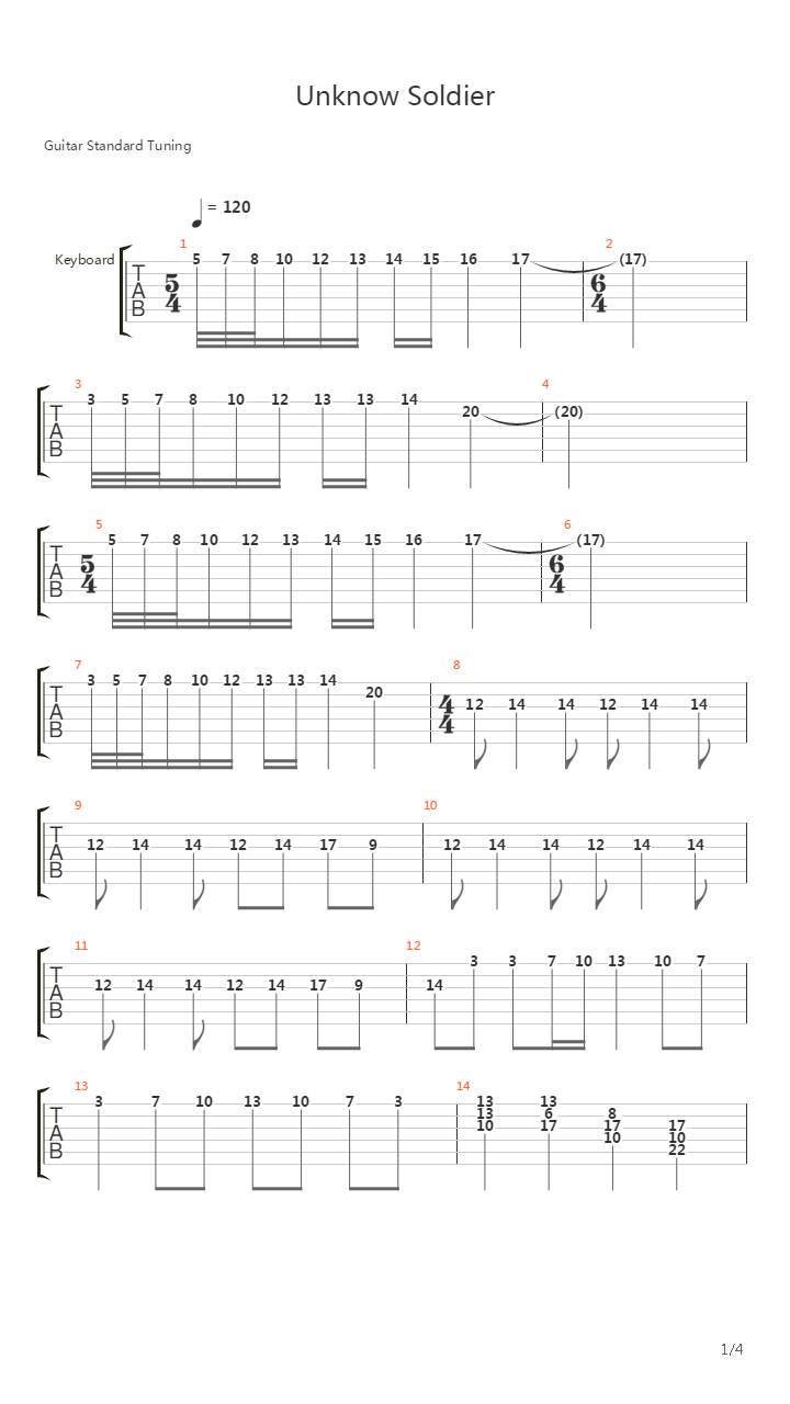 Unknown Soldier吉他谱
