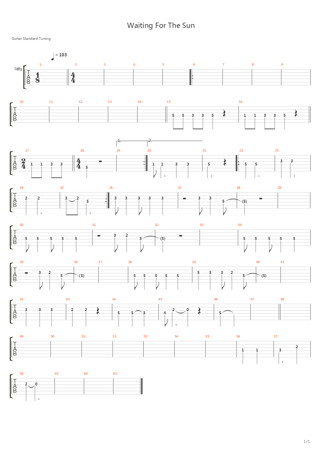 Waiting For The Sun吉他谱