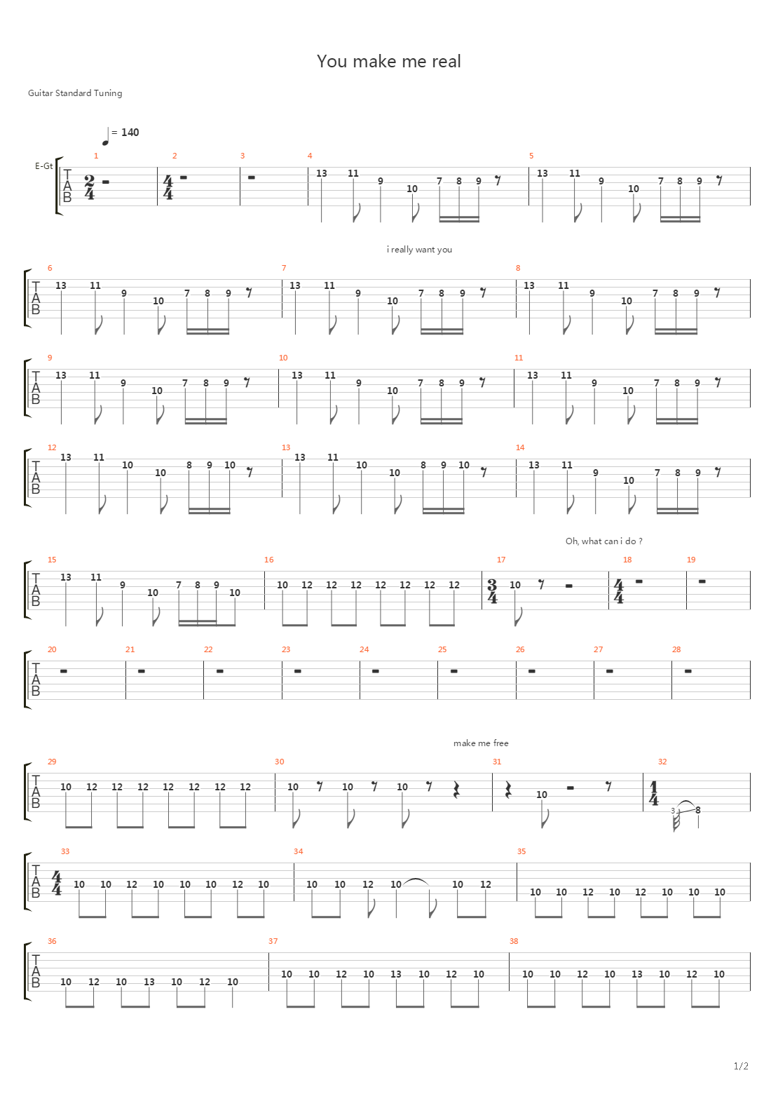 You Make Me Real吉他谱