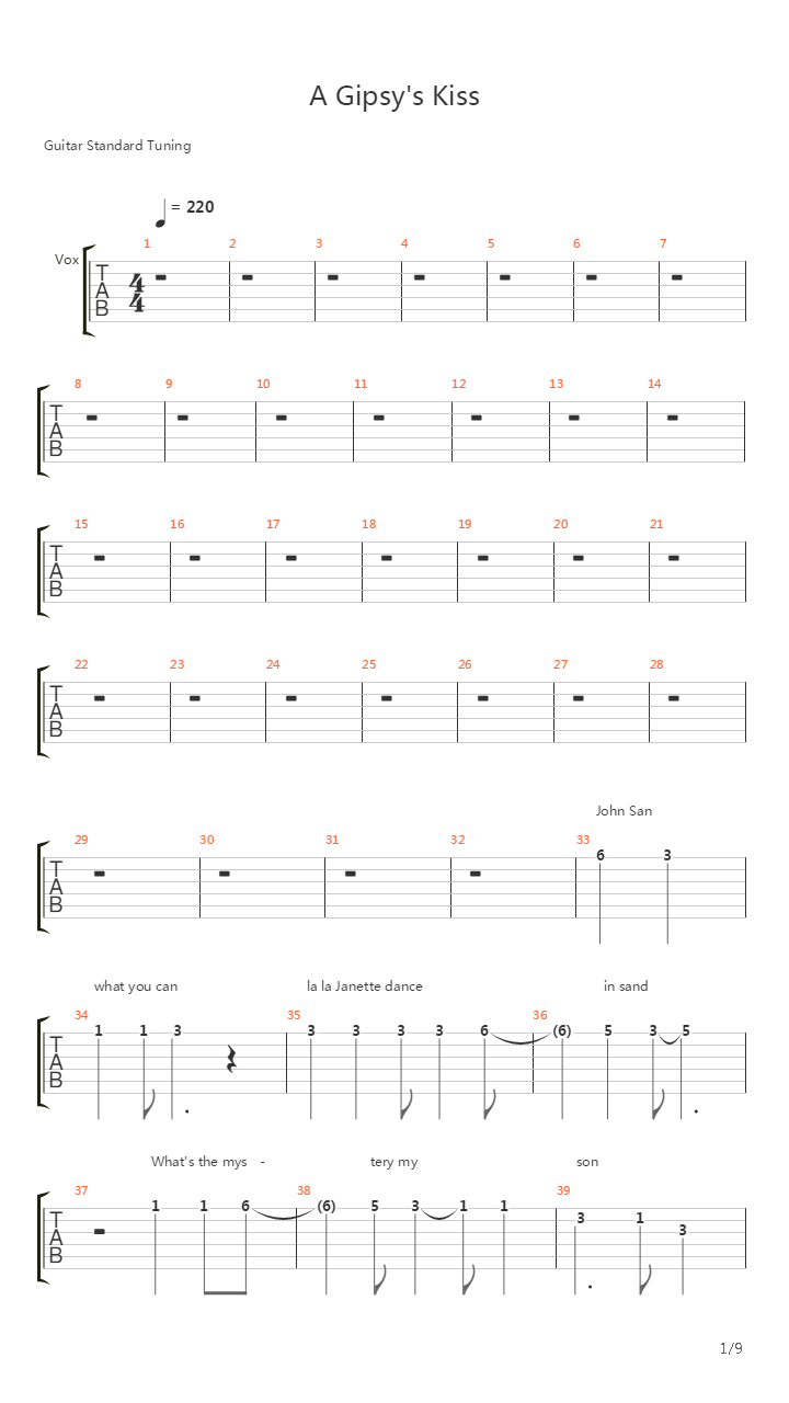 A Gipsys Kiss吉他谱