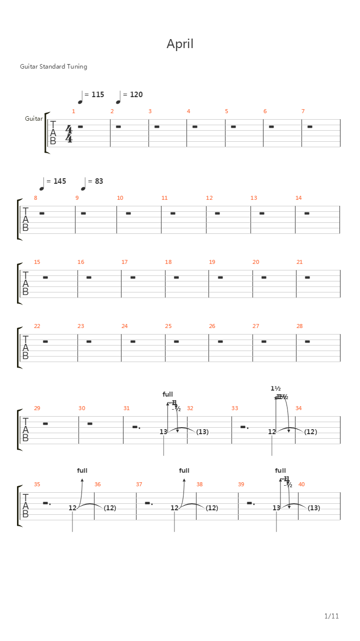 April吉他谱