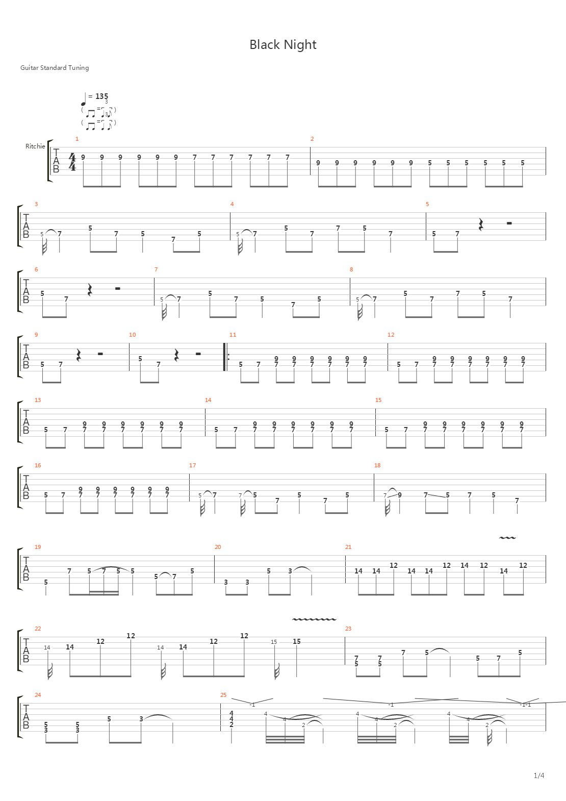 Black Night吉他谱