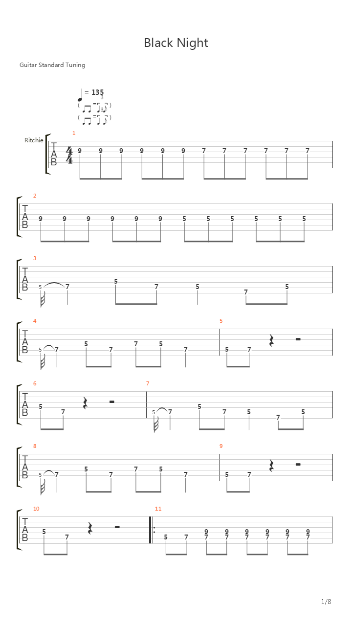Black Night吉他谱