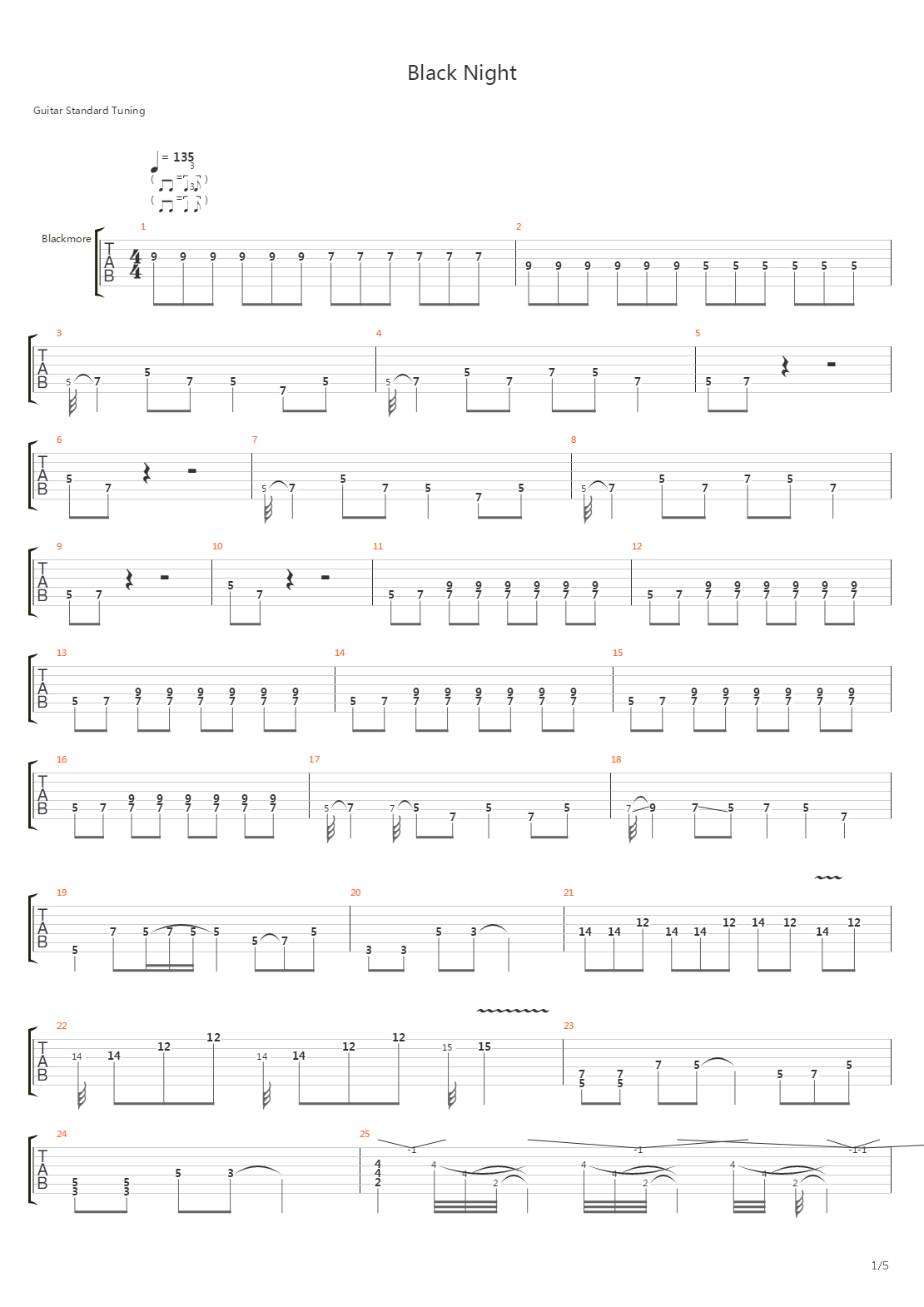 Black Night吉他谱